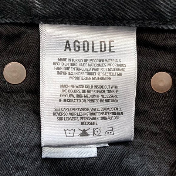 AGOLDE 90s Pinch Waist High Rise Distressed Jeans Straight Leg Black Wash - Picture 15 of 15